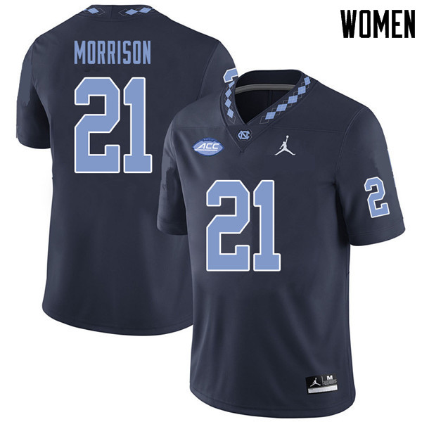 Jordan Brand Women #21 Trey Morrison North Carolina Tar Heels College Football Jerseys Sale-Navy - Click Image to Close
